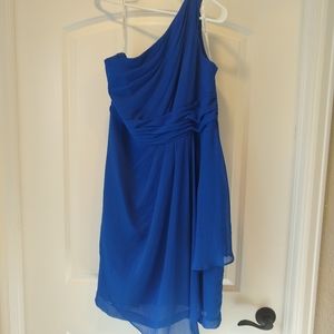 One shoulder chiffon and polyester dress